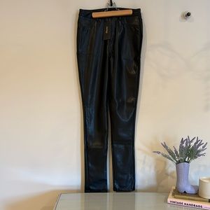 NWT Shinestar Faux leather skinny black pants, size M
